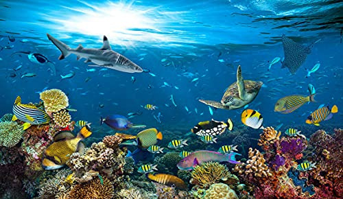 Under Water Sea Scape Aqua V3 Wall Art Wall Mural Wallpaper fit with standard wall paper paste 300cm wide x 240cm deep