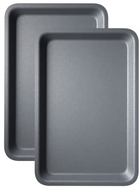 Economy 2-Pack Deep Oven Tray Baking Tray Set - 31cm Non Stick Roasting Tins for Ovens - Baking Tray for Oven Non Stick - Dishwasher Safe Cooking Trays & Bakeware by KITCHENEUR®