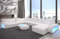 Sofa Berlin XXL U Form Wohnlandschaft mit LED Beleuchtung und Ottomane (Ottomane rechts, White)
