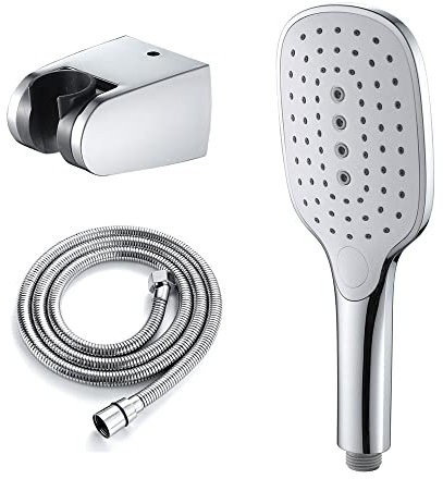 Klobvtt Duschkopf mit Schlauch, Universal-Duschkopf und Schlauchset mit 3 Einstellungen, Sprühmodus, Knopfschalter, Wassermodus, Hochdruck-Duschköpfe, ABS-Wandmontage