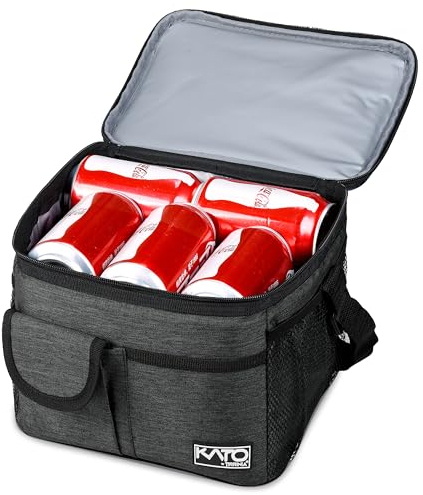 Kato Tirrinia Kühltasche Klein, 8L, Isolierte Lunchtasche für Arbeit, Studenten, Faltbar Auto Kühlbox, Tragbare Brotdose für Herren und Damen, Picknicktasche für Reise, Strand, Camping, Schwarz