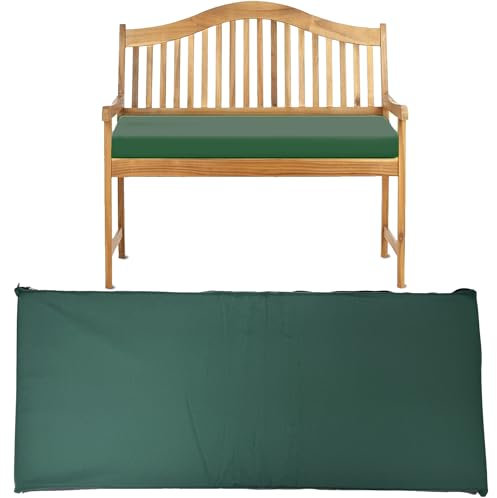 Garden Patio Bench Pad Outdoor Water Resistant Fabric 2/3/4 Seater Furniture Swing Seat Hammock Thick Pillow Cushion (Bottle Green, 3 Seater)