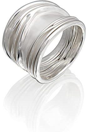 Nature Rebel Falten Ring Damen 925 Sterling Silber Hochglanz Matt Wellenring Groß