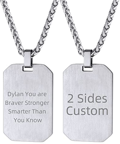 Supcare Individualisiert Herren Dog Tag Kette, Dog Tag Personalisiert Erkennungsmarke mit Gravierbarem Namens und Glückwunschinschrift, Maßgeschneiderte Partner Kette aus 316L Medizinischem Stahl