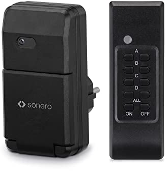 sonero set di prese radiocomandate: 1x presa radiocomandata e 1x radiocomando, 1100 watt, portata max 30 m, all'aperto, nero