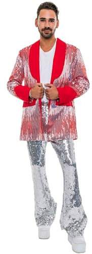 Deiters Jacke Pailletten Herren rot/silber S