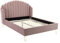 Vente-unique - Lit 140 x 190 cm avec tête de lit ondulée - Velours - Vieux Rose - SAGALI