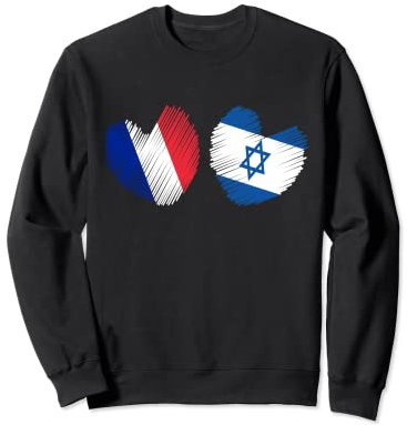 Israël France Coeur Drapeau France Drapeau Israélien Amour Coeur Sweatshirt