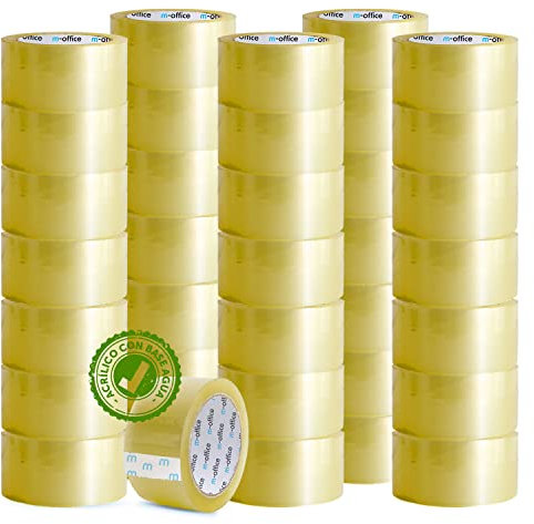 OFITURIA m-office Transparentes Klebeband, selbstklebendes Verpackungsband für Kartons, Versand, Umzüge und Handwerk, sicheres und robustes transparentes Papier (36 mm x 66 m, x36)