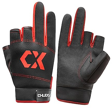 Fahrradhandschuhe, 2 Paar Drei-Finger-Handschuhe für Damen und Herren, Erwachsene, Mountainbike, Rennrad, Sommeraktivitäten, Angeln, Jagd, Dschungel, Camouflage, Sport, Fahren, Fahrradhandschuhe (rot)