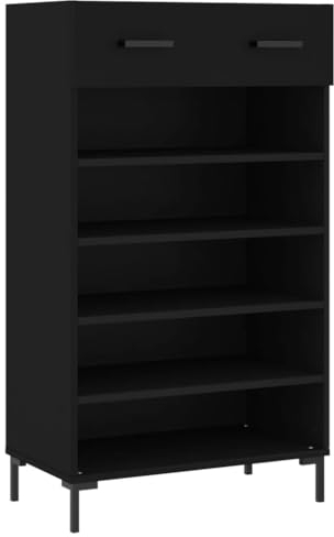 vidaXL Schuhschrank, Schuhregal mit 5 Ebenen Schublade, Schuhkommode für Flur Eingangsbereich, Platzsparend Schuhständer, Schwarz Holzwerkstoff