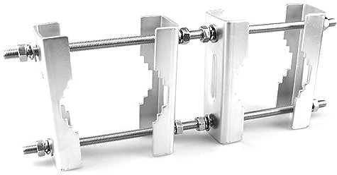 Ronlok 1 Piece Double Aerial Mast Clamp V Jaw Block Stainless Steel TV Double Aerial Mast Holder Set Bracket Holder Silver