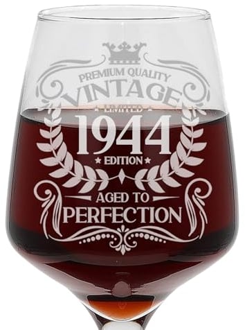 Always Looking Good 81st Birthday Gift Vintage 1944 Aged to Perfection Engraved Large Wine Glass Present for 81 Year Old Etched 400ml Wine Glass