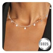 FUNEIA 925 Sterling Silber Kette Damen Verstellbare Halskette Verlängerungskette und einer Breite von 0,75/1/1,2/1,3/1,5 Silberkette Damen 925 ohne anhänger 40CM-60CM (45CM, Pailletten Perlen Chain)
