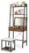 COSTWAY Dressing Table and Stool Set with Flip Top Mirror, Wooden Makeup Vanity Table Set with 2 Ladder Shelves and 4 Hidden Storage Compartments, Bedroom Cosmetics Dresser Gift (Rustic Brown+Black)