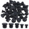 GORGECRAFT 50Stk 5 Größen Silikon-Lochstopfen Schwarz Rund Gummi Wasserdicht Knopfloch-Endabdeckungen Weicher Flexibler Stopper Passend Für Löcher Mit 4-9.5mm Innendurchmesser Flaschen Rohre