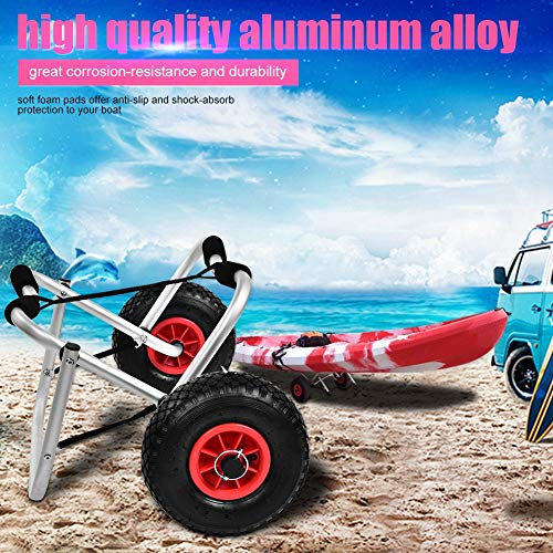 Zerodis Aluminium Alloy Kayak Canoe Wheel Dolly Boat Carrier Trolley Cart for Transporting Kayaks and Canoes, with Soft Foam Pads, Anti-Slip, and Shock-Absorb