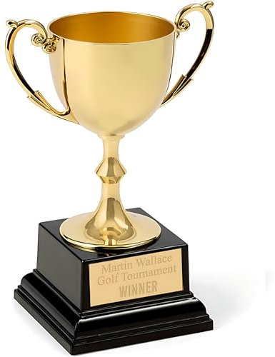 EIO Gifts Personalised Gold Cast Recognition Cup Trophy/Award, with Custom Engraving Ideal for Ceremonies or Competitions. - 7 Sizes To Choose From (10 3/4” (273mm))