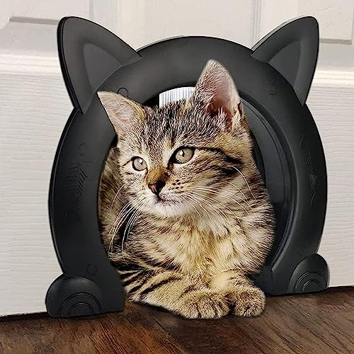 Katzentür für den Innenbereich Zwei-Wege-Zugangskontrolle für das EIN- und Aussteigen von Katzen Haustiertür niedliche Katzentür, Haustiertür für den Innenbereich (schwarz, XL)