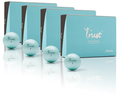 Trust Golfbälle Aurora - Auffällige Golfbälle, Weit und Gerade Fliegend, hohe Flugstabilität und Stoppkraft, Kristall-Urethan, Tour-Qualität, 3-Piece Dynamischer Kern, 48 Bälle, Aurora-Blau