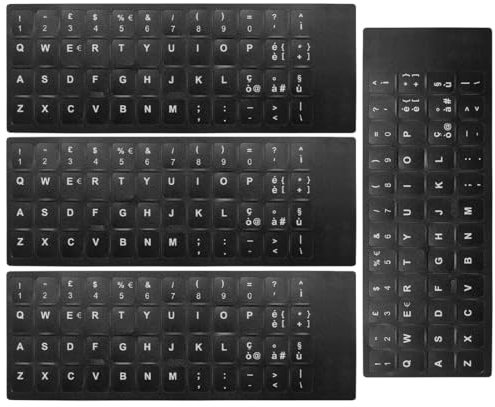 LYQNIHOB Adesivi Tastiera Italiana, 4 Pezzi Adesivi sostitutivi per la Lingua Italiana, per Conversione Layout, per Qualsiasi Tastiera Standard, Trasforma la tua Tastiera in Italiano, Nero
