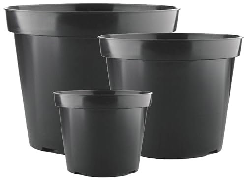 GardenersDream 3 x Pots de Plantation Noirs Ronds de 1L pour Cultiver des Plantes de Jardin et des Herbes en Plein Air.