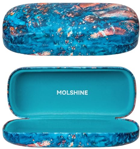 molshine Hartschalen-Sonnenbrillenetui, tragbares großes Brillenetui mit Tuch für Damen und Herren, auf Reisen und zur Arbeit (orange blau)