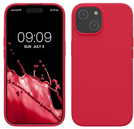 kwmobile Handyhülle für iPhone 15 Hülle, für iPhone 15 Case - Hülle Silikon - kabelloses Laden - Granatapfelrot