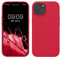 kwmobile Handyhülle für iPhone 15 Hülle, für iPhone 15 Case - Hülle Silikon - kabelloses Laden - Granatapfelrot