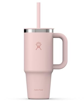 HYDRO FLASK - Travel Tumbler 709ml (24 oz) mit verschließbarem Press-In-Strohhalmdeckel - Edelstahl - Doppelwandige Vakuumisolierung - Spritzwassergeschützter Deckel - Trillium