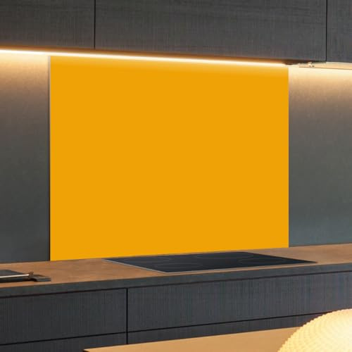 Spritzschutz Küchenrückwand Glas 125 x 50 cm Sonnengelb, Küchenwand Wandschutz, Herd Spritzschutz, Rückwand Küche Glas, Pfannenspritzschutz - RUECKWAND24