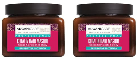 ARGANICARE | Keratin-Serie | reparierende und nährende Maske | Bio-Keratin | stärkt & regeneriert die innere Faser | trockenes und geschädigtes Haar | 2 x 500 ml