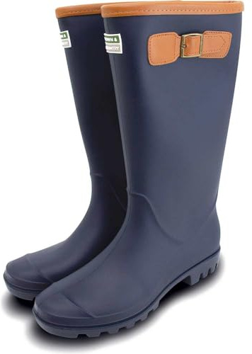 Town and Country Burford Fleece Lined Wellington Boots Navy Size 9