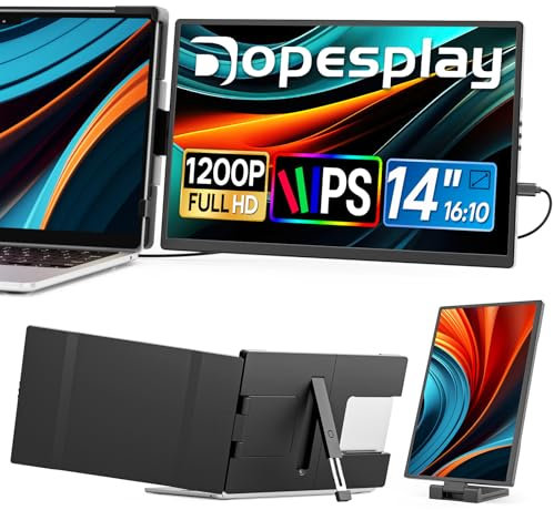 Dopesplay 14 Extension ecran pc Portable IPS FHD 1200p, Triple Moniteur Portable, Plug & Play Extension de Moniteur, Compatible avec Win/Chrome/Android/Mac