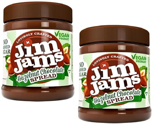 Jimjams Plant based Vegan No Added Sugar Hazelnut Chocolate Spread 350g | Healthy Diabectic Belgium Choco Spread | Ideal on bread & breakfast & Baking Cakes, Pancakes, Muffins (2, Hazelnut)