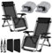 Fiutazge 2Pcs 77cm ExtraBreit Sonnenliege,Gartenliege Klappbar Mit Verstellbare Gepolstert,Abnehmbarem Kopfteil,GeträNkehalter,Liegestuhl Abdeckung,FüR Patio,Garten,Strand,Pool-Anthrazit