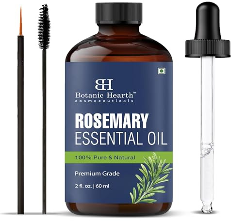 Ätherisches Rosmarinöl von Botanic Hearth (2 fl oz) | 100% rein und natürlich | Mit Glasflasche, Tropfer, Wimpern- und Augenbrauen-Applikatoren | Mehrzweck-Aromatherapieöl | Mit Monokarton