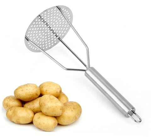 FONDOTIN Stainless Steel Potato Masher Set Long-Lasting Non-Slip Design Easy Cleaning for Home Commercial Kitchens