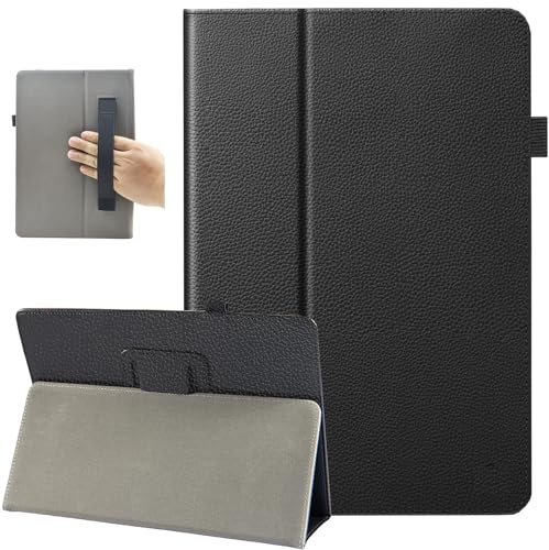 Universal 8 Inch Tablet Case, 7 Inch Android Tablet Case, Bbjjkkz PU Leather Slim Folding Stand Folio Cover with Hand Strap for 7.0-8.5 Inch Tablet, Black