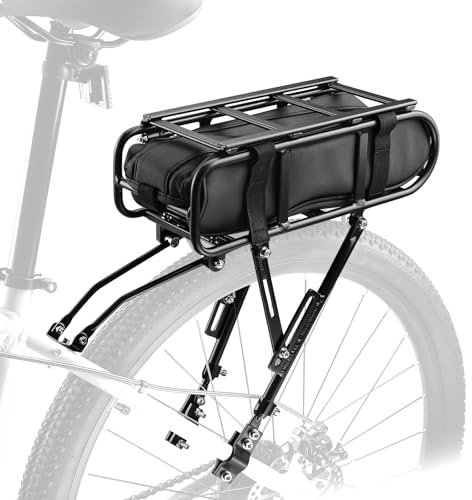 ZUKKA Fahrrad Gepäckträger Set für 24-29 Zoll/700C Fahrräder,Universal Aluminiumlegierung Mountainbike Gepäcktrager Maximalbelastung 55lbs(25kg) Mit 5L wasserdichte Multifunktionstasche