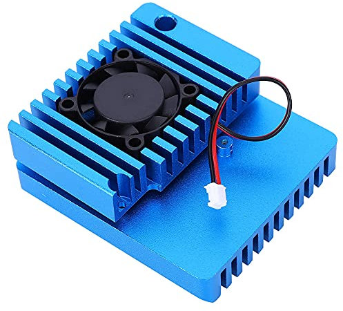 Coquille en Alliage en Aluminium, Boîtier de Routeur en Métal, Boîtier d'armure en Alliage en Aluminium avec Dissipateur Thermique du Ventilateur pour Nanopi R2, Bleu, Routerpowertool