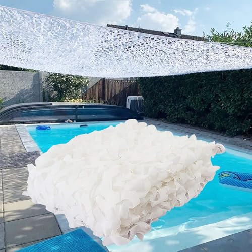 Filet De Camouflage Blanc 210D 7x13m Voile D'ombrage De Pergola De Camping De Chasse Militaire pour La Décoration De Fête De Camping Extérieur Motif Camouflage Protection Jardin Décoratif Filet