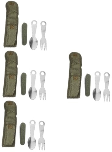 ibasenice 4 Ensembles Set de Couverts Acier Inoxydable Kit de Couteaux Cuillères pour Événements Ustensiles Ergonomiques Service de Table Polyvalent pour Réunions Familiales Banquets