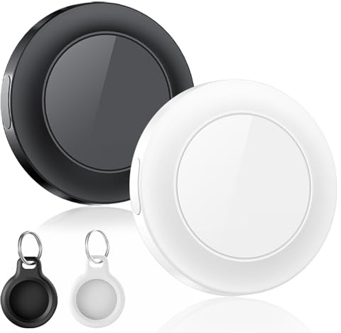 Air Tracker Tag-2 Piece, Koffer Tracker kompatibel mit Apple Wo ist APP (nur iOS), Schlüsselfinder für Schlüssel, Gepäck, Koffer, Brieftasche, IP67 wasserdicht, Schwarz & Weiße
