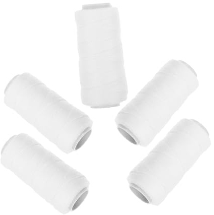5 Rollen Faden für Haarentfernungsmaschine aus Baumwolle, Weiß | Augenbrauen Threading Werkzeug, Faden zum Entfernen von Haaren, 5 Stück-pack