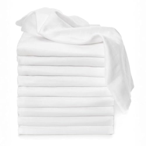 ANDER 10er Set Spucktücher Baby aus 100% Baumwolle LUX – Weiche und Saugfähige Stoffwindeln 70x80 cm – Weiße Tücher zum Stillen und Pflegen – Wiederverwendbar und Sanft zur Haut