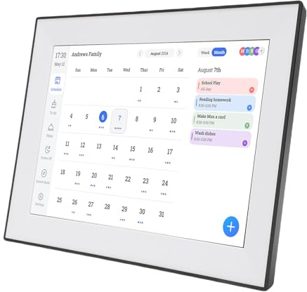 Qcwwy 10-Zoll-Digitalkalender, Elektronischer Kalender, Hausarbeit, Familienpläne mit Einstellbarer Hintergrundbeleuchtung, Mehrsprachige Unterstützung, Wandplaner, Intelligenter (02)