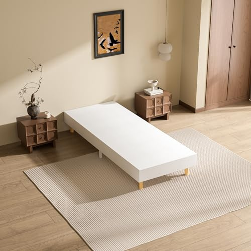 DEWINNER Sommier Tapissier 80x200 CM| Sommier Lit Simple 80x200 CM| 6 Pieds| Surmatelas en Mousse Haute Densité| Hauteur avec Pieds 29 CM