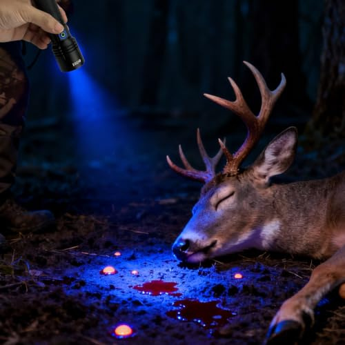 Ausbond Wiederaufladbare UV-Blut-Tracking-Taschenlampe für die Jagd bei Nacht, Jagd, Schwarzlicht zur Bluterkennung, Sprüh-Luminol-Blut leuchtet (10 W)