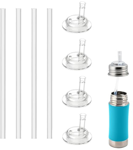 Straw Replacement Compatible with Pura Kiki,4 Pack, Clear Food Grade Silicone,BPA Free Straw with Sip Guard Compatible with pura kiki Pura Kiki Stainless Steel Sippy Cup